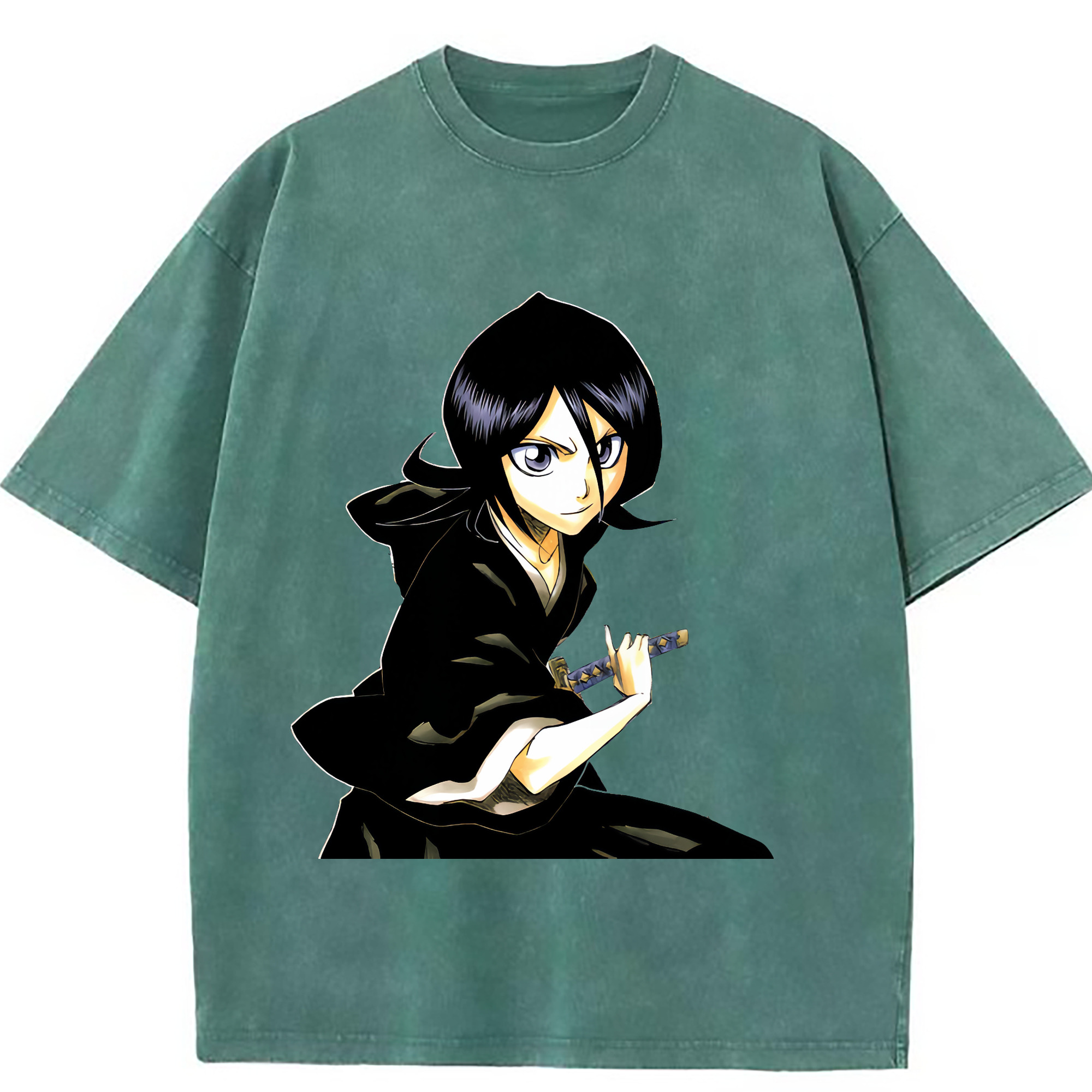 （画像用） ブリーチ 朽木ルキア BLEACH Kuchiki Rukia 綿100% ヴィンテージ風 半袖Tシャツ（フロントプリント）